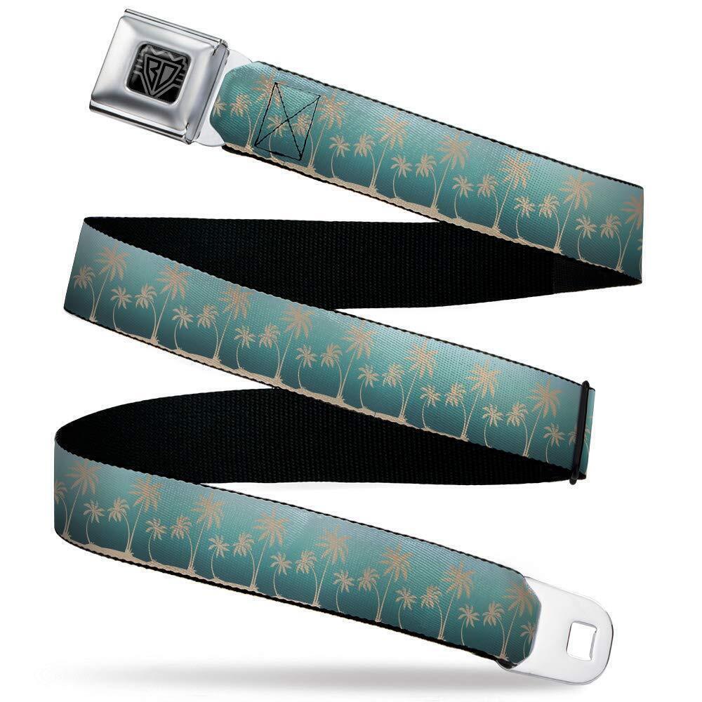 4189 Seatbelt Belt Palm Trees Kids, Treeline Silhouette Aqua Fade/tan, 1.0"